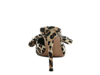 Joelle High Heel Bow Tie Leopard Print Mules