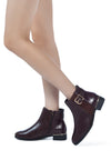 FROTHY BUCKLED ANKLE BOOT WITH CROC DETAIL