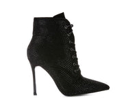 HEAD ON Faux Suede Diamante Ankle Boots