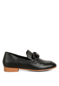 Merva Chunky Chain Leather Loafers