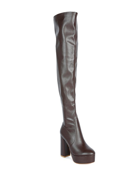 BUBBLE HIGH BLOCK HEELED OVER THE KNEE BOOTS