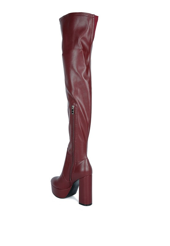 BUBBLE HIGH BLOCK HEELED OVER THE KNEE BOOTS