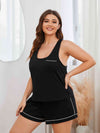 Plus Size Contrast Piping Racerback Tank and Shorts Lounge Set