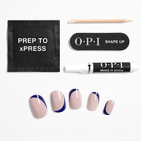OPI xPress/ON Press On Nails, Up to 14 Days of Gel-Like Salon Manicure, Vegan, Sustainable Packaging, With Nail Glue, Black and Gold Cosmic Nail Art, Short, Galac-Tips
