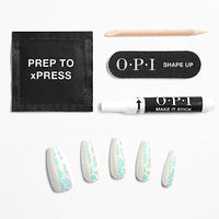 OPI xPress/On Press On Nails, Up to 14 Days of Gel-Like Salon Manicure, Vegan, Sustainable Packaging, With Nail Glue, Long Blue Holographic Coffin Shape Nails, Blue-Gie