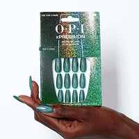 OPI xPress/On Press On Nails, Up to 14 Days of Gel-Like Salon Manicure, Vegan, Sustainable Packaging, With Nail Glue, Long Blue Holographic Coffin Shape Nails, Blue-Gie