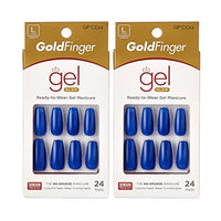 Gold Finger Full Cover Nails Gel Glam Ready to Wear Gel Manicure Long Nails (2 PACK)