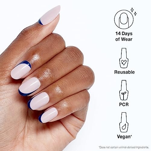 OPI xPress/ON Press On Nails, Up to 14 Days of Gel-Like Salon Manicure, Vegan, Sustainable Packaging, With Nail Glue, Blue Nail Art, Short, So Into Blue