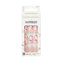 KISS imPRESS Limited Edition Holiday Press-On Manicure with PureFit Technology, Medium Length, Coffin Shaped, Red Press-On Nails, Style 'Tis the Season’