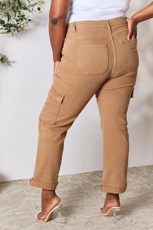 Risen Full Size High Waist Straight Jeans with Pockets