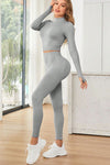 Mock Neck Long Sleeve Top and Leggings Active Set