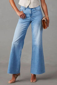 Buttoned Bootcut Jeans with Pockets