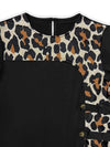 Plus Size Leopard Round Neck Long Sleeve Dress